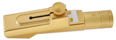Aramox Embouchure de Saxophone Alto, Embout de Saxophone Alto en Laiton et Métal 8C avec Finition et Capuchon Plaqués or, tonalité Lumineuse et Ciblée, Contrôle Facile pour les étudiants Débutants