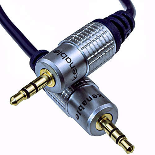 kenable Câble Audio Jack 3,5mm Mâle vers Mâle Blindé OFC Connecteurs Plaqués Or Bleu Marine 0,5m 50cm