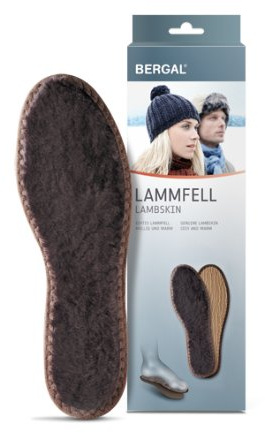 BERGAL Lammfell Einlegesohle - mollig und warm für Erwachsene und Kinder (Gr. 26-48) + Rema Einlagenbeutel (33, Braun)