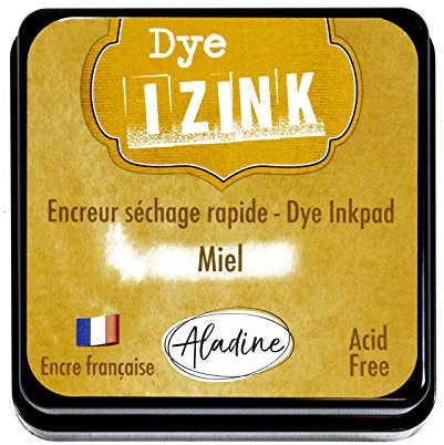 Aladine - Encreur Izink Dye Beige Miel - Encreur à Séchage rapide pour Tampons et Pochoirs - Scrapbooking et Carterie Créative - Encre Française - Taille M - 5 x 5 cm - Beige Miel 19253