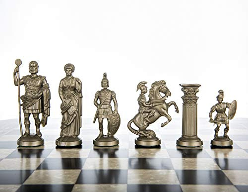 Plastic Chess Pieces RomanLegion 3 3/4, 9,6 cm Black & Gold - Weighted, Felted