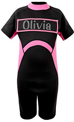 Varsany Girls Personalised Wetsuit - Warm, Thicken, Long Leash Zipper Neoprene Swimsuit for Kids - Best Choice for Snorkelling, Swimming, Surfing - DivingSuit for Childrens Ages 7-13 Black