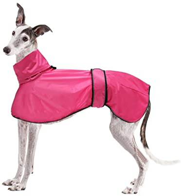 Geyecete Impermeabile Giacca per cane regolabile e leggera,con cinghie riflettenti e foro pettorina,ottimo regalo per levrieri, lurcher e frustini per cani-Rosa-XL