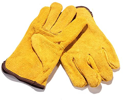 Schutzhandschuhe 1 paar gelbe kurze handschuhe leder handschuh leder für schweißen schmelzen arbeitsschutz männer dad mann mann geschenk schweißen handschuhe Beschichtete Arbeitshandschuhe