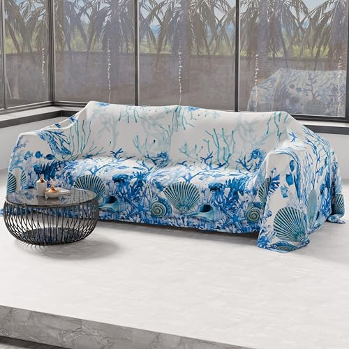 PETTI Hantverkare Italienska - Sommar Enkelsängöverdrag Ritning Korall Blå 100% Microfiber Anallergisk 100% Made in Italy