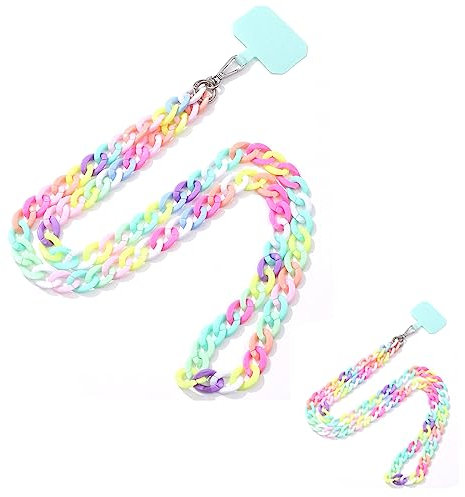 SJBAUTYO Cordones Universal de Teléfono Móvil con Parche, Cordón para teléfono Celular,Cadena de teléfono de acrílico colorido,Compatible con la mayoría de los teléfonos Inteligentes para Estuches