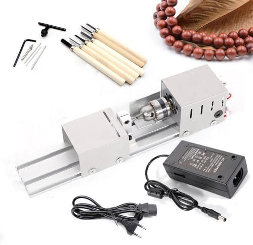 7Stufen Metalldrehmaschine,Mini Drehmaschine Drehbank Tischdrehbank Diy Holzbearbeitung Drechselbank Perlen Poliermaschine Polisher Holz Werkzeug Mini-Drehmaschine Lathe Buddha Bead,4000-9000U/Mi