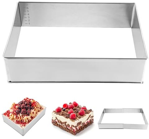 ZOFUN Backrahmen Rechteckig Verstellbar, Backform Rechteckig Backring Tortenring rechteckig, 50x35x8CM kuchenform eckig verschiedene Größen und Formenfür Backen, Schichttorten, Dekorieren