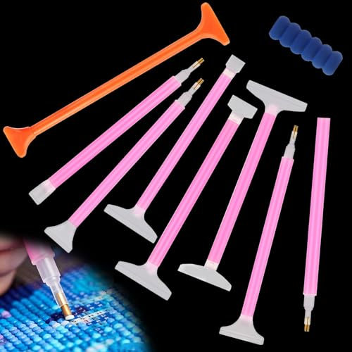 Diamond Painting Stift, 9 Stück 5D Diamond Painting Zubehör Stift Kunststoff Diamantmalerei Stifte, Diamant Painting Stift Set für 5D Diamant-Malerei DIY Stickerei Nagel Art Craft Werkzeuge