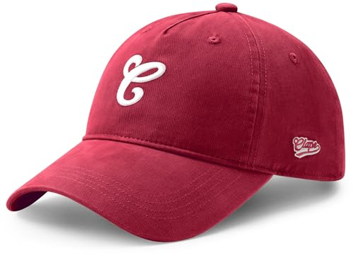 CLAPE Basecap Herren Damen Baumwolle Baseball Cap Sonnenhut Mütze mit Klassik Krempe Geschwungen Verstellbar UV Schutz Kappe Rot Red CLBB01