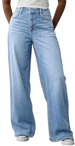 Mars power Women's Wide Leg Jeans High Waisted Baggy Straight Leg Loose Stretchy Casual Denim Pants (Light Blue, M)