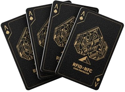 DUGRAFT Carte Anti-RFID, Lot de 4, Protecteur de Carte Bancaire, Bloqueur NFC sans Contact, Motif As