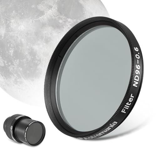 Astromania Telescope Moon Filter 2 inch, Neutral Density Telescope Filter ND96-0.6 with 25% Light Transmission Reduces Moon Glare&Enhances Lunar Crater Detail, Work with Telescope Accepts 2 Eyepieces