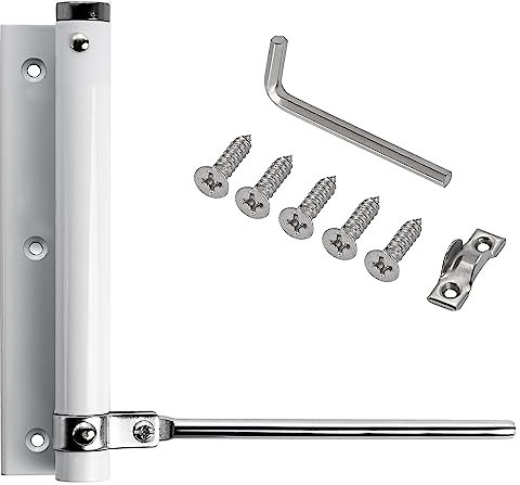 Stahlia Automatischer Türschließer Weiß (2 Stück) Türdämpfer 75 KG Schließkraft Zimmertür Haustür Gartentor Scharnier Stangentürschließer