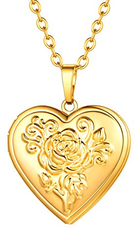 FOCALOOK Collana Personalizzata Donna Medaglione Cuore Oro Personalizzato Catena Acciaio Inossidabile per Donna e Ragazza Confezione Regalo