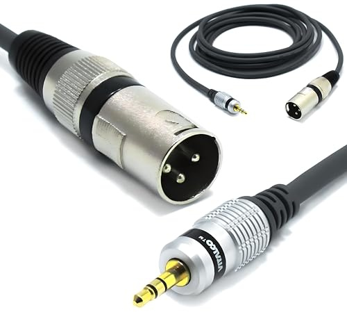 VITALCO XLR Maschio a mini jack 3,5 stereo Cavo per Microfono 1.5m AUX Jack 3.5mm TRS Audio a 3 Pin Connettore Adattatore