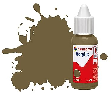 Humbrol Model Paint - DB0086 No 86 Light Olive - Matt (14ml), Acrylic Paints for Models, Plastic, Metal, Wood, Glass, Ceramics and More, Acrylic Touch Up Paint - Hobby Paint Bottle for Craft Kits