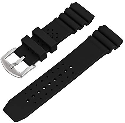 Tauchmeister PU-Armband Ersatzband schwarz mit Dornschließe 24 mm