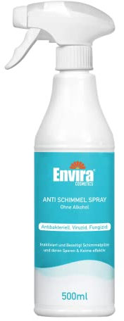 Envira Anti-Schimmel-Spray - Chlorfreies Schimmelentferner-Spray gegen Schimmelpilze, Sporen & Keime - Für Wand, Bad, Fugen, Tapete, Holz uvm - 500 ml