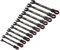 Draper 03929 Expert HI-TORQ Metric Flexible Head Ratchet Combination Spanner Set, Black (12 Piece)