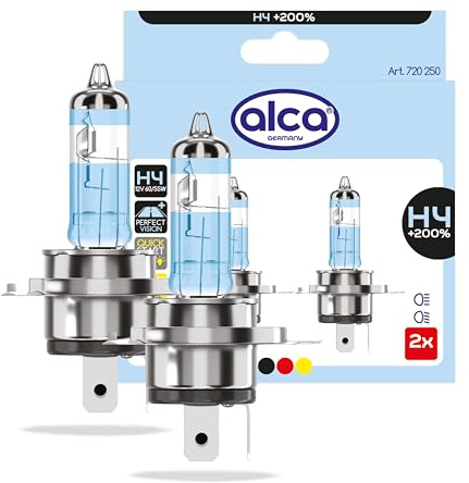 alca® lampe halogène H4 200% plus de lumière ampoule voiture lampe voiture 12V 60W socle : P43t 2 pièces