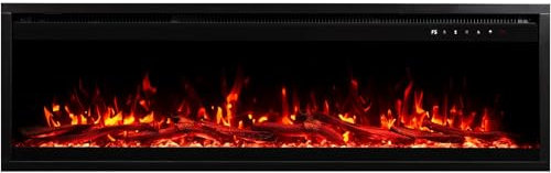 AFLAMO Royal Pro - Chimenea eléctrica LED de Pared/empotrable, Efecto de Llama Pro Realista, función de calefacción. (140x38x16)