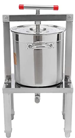 Fruit Wine Press, 3.5Gallon/13.25L Manual Juice Maker, Stainless Steel Fruit and Wine Press, 100% Nature Juice Making Press Machine with T-Handle for Cider Apple Grape Tincture Vegetables Honey Cheese