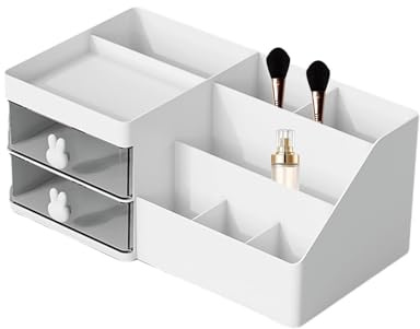 Organiseur stationnaire pour bureau, boîte de papeterie avec poignée en lapin, organisateur de maquillage avec tiroirs, boîte de rangement pour papeterie, organisateur de bureau