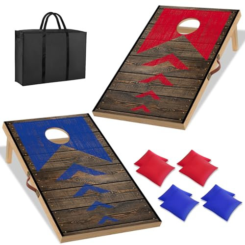 NZQXJXZ 90 x 60 cm Cornhole Spiel Outdoor Cornhole Säckchen mit Bohnensäcke & Tragetasche für Hinterhof, Rasen, Strand 2-in-1 Camping Outdoor Spiel Set