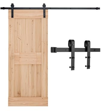 VEVOR Kit de Herrajes para Puerta Corrediza de Granero de Acero al Carbono Riel de 1,83 m para Una Sola Puerta Ancho Máximo de 91,44 cm Espesor de 34,92-44,45 mm Carga de 150 kg para Hogar, Negro