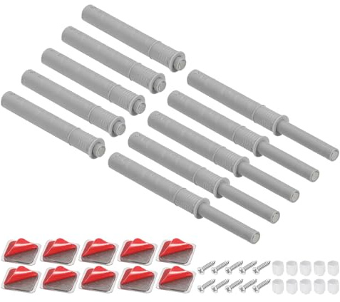 QUARKZMAN 10 Pzas Cerradura Magnética Para Gabinete, 4.21x0.4 Pulgadas Sistema Push To Open, Herrajes Ocultos Para Cajones Y Puertas, Color Gris 107x10mm