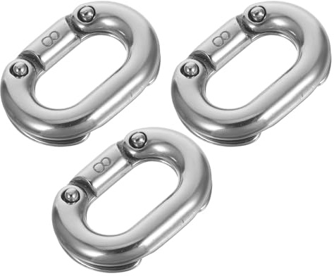 NIYANGLE 3pcs 8mm Heavy Duty Quick Link Chain Connectors Stainless Steel Marine-Grade Anchor Chain Repair Links Locking Clips for Sailboats Yachts Fishing Vessels