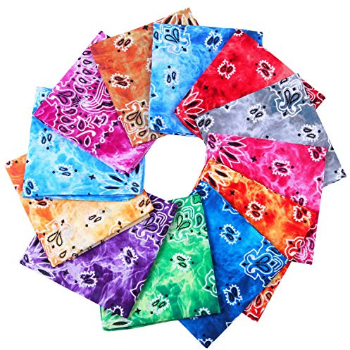 URATOT Cotton Dye Bandana Paisley Bandanas Novelty Gradient Cowboy Handkerchiefs for Men and Women
