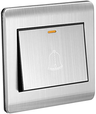 uxcell Doorbell Push Button Switch Wall Mounted Resettable Square Silver Tone AC 250V 16A Stainless Steel Panel 86mmx86mm