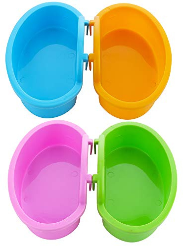 Lot de 4 gamelles de nourriture pour hamster, souris, rat, hérisson et petit animal domestique (rose, vert, bleu et orange)