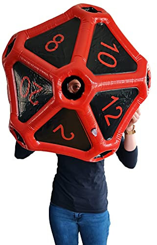 World of Dice - XXXL D20 / W20 - aufblasbarer 20-seitiger Pen & Paper Würfel, 60 cm Durchmesser, (rot)