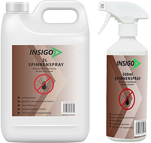 NEU Biozidfreie Spinnen Abwehr 2,5 L– Mittel zum Spinnen abwehren – Spinnen Spray – Fleckenfrei – Spinnenmittel INSIGO