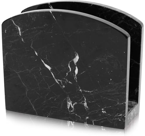 Radicaln, Portatovaglioli in marmo nero, fatto a mano, accessorio elegante per decorazioni nuziali e da cucina per caffè, cocktail