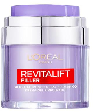 L'Oréal Paris Crema-Gel Rimpolpante Revitalift Filler, Acido Ialuronico Micro-Epidermico, Per una Pelle Idratata più a Lungo, 50 ml