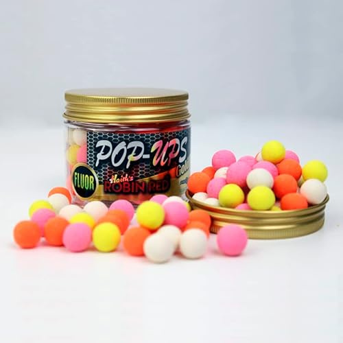 Fluor Pop ups Gama Gold Pro Elite Baits | Cebos Pesca Carpa | Artificial Baits Carp (Robin Red®, 12mm)