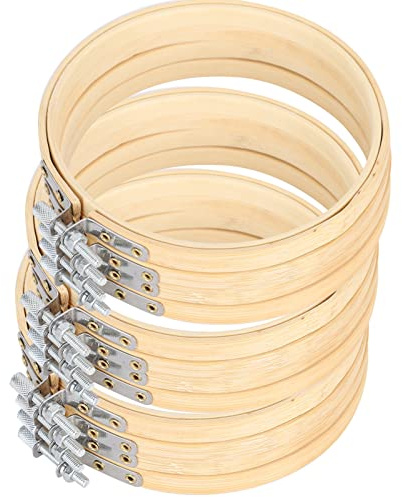 12pcs Aros de Bordado de Bambú 5. 1in Ajustables, Anillos Circulares para Costura de Punto Cruzado y Manualidades
