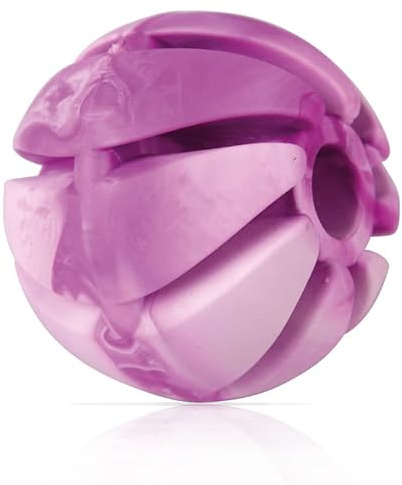 Bestlivings Hundespielball (Lila) Ø7cm, 4er Pack Spielball (100% TPE) Snackball, Zahnpflege, Hundespielzeug Wurfspielzeug, Spiralball für Hunde
