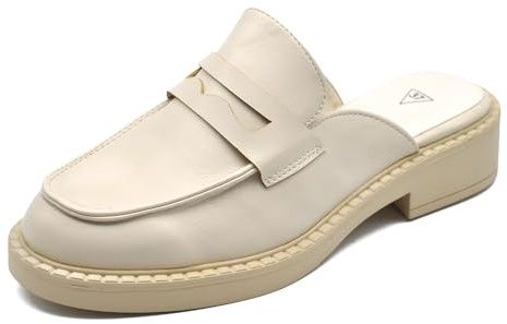 IF Fashion Scarpe Mocassini Sabot Mule Ciabatte da Donna Sintetica MP302-12 Panna N.39