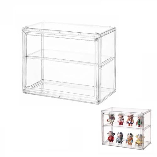 Siyecioa Vitrinas para Colecciones Vitrina Cristal Expositora Metacrilato, Caja de Exhibición de Acrílico Transparente, Vitrina de Muñecas con Puerta para Figuras Coleccionables(27×22×13cm)