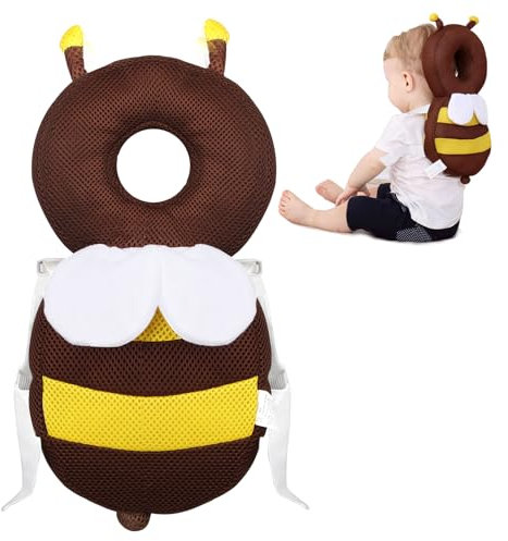 Protezione per La Testa Del Bambino, Morbido Traspirante Cuscinetti Protettivi, Regolabile Proteggi Testa Bambini Cuscino, per Età 4-24 Mesi Bambini, Ape (B)