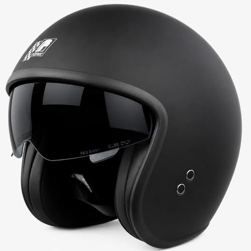 Römer Casque jet RR10701 – Casque de moto avec visière solaire + visière transparente, noir mat, taille XL