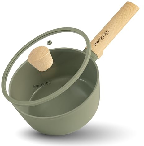 Römertopf Casseruola 20 cm con Coperchio in Vetro – Alluminio con Rivestimento Antiaderente, Verde, senza PFAS, tradizione dal 1967