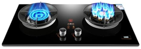 Cuisinière À Gaz 2 Brûleurs, 5,2/7,2 KW 180 Minuterie (indépendante Des Deux Côtés) Support De Casserole En Fonte, Cuisinière Autonome Camping Extérieur(LPG)