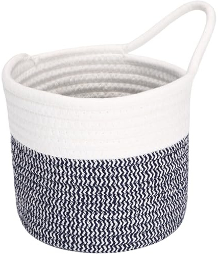 Sea Team Cestini in corda di cotone da appendere, 17 cm, piccoli cestini portaoggetti intrecciati, borsa da appendere alla bicicletta, fioriera in tessuto, vaso, organizer da parete e porta per chiavi