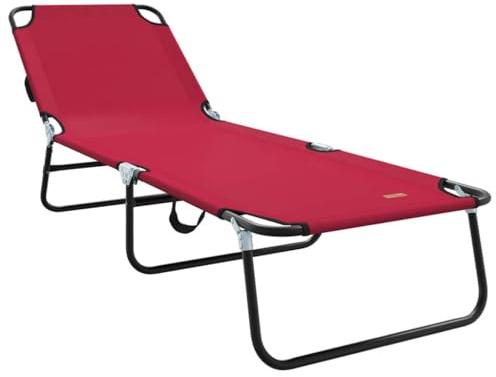 vidaXL Klappbare Sonnenliege - Tragbar und in Rot, aus 600D Oxford Stoff, mit verstellbaren Armlehnen. UV-beständiger Stuhl für entspannte Stunden im Freien, ideal für Garten, Terrasse oder Patio.